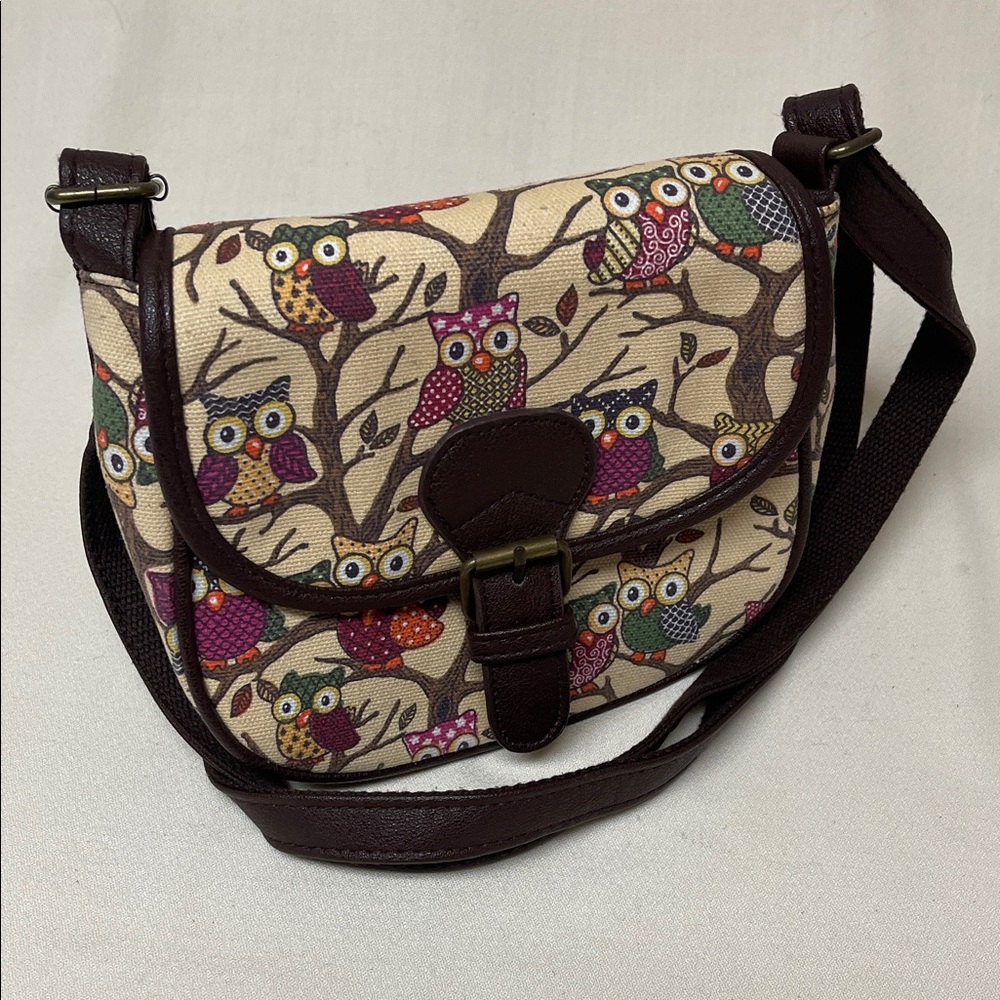 Whimsical Owl Print Crossbody Bag